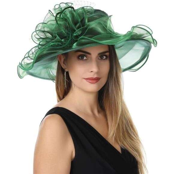 Women's Organza Church Kentucky Derby Hat Green